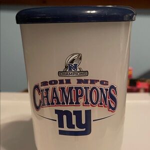 Vintage NFL  NY Giants 2011 conference Champs White drinking Mug w/Snap lid